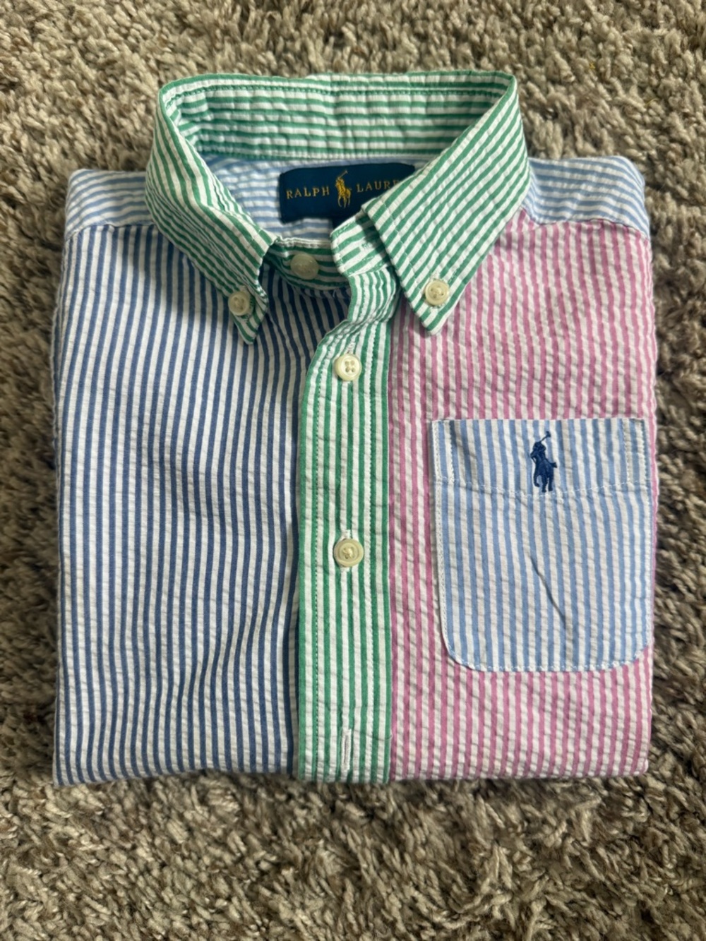 Ralph Lauren Pastel Multistripe Cotton Button-Up Shirt